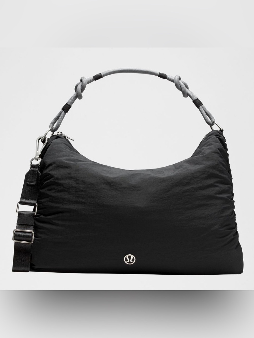 New LULULEMON Convertible Ruched Crossbody Bag Large 16L Black/Asphalt Grey